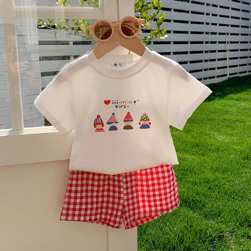 Boutique Children's Wear Girls Sets Summer Short Sleeve Tees + Shorts Casual 2piece/set Kids Clothing Korean Style Outfits 9m-6y