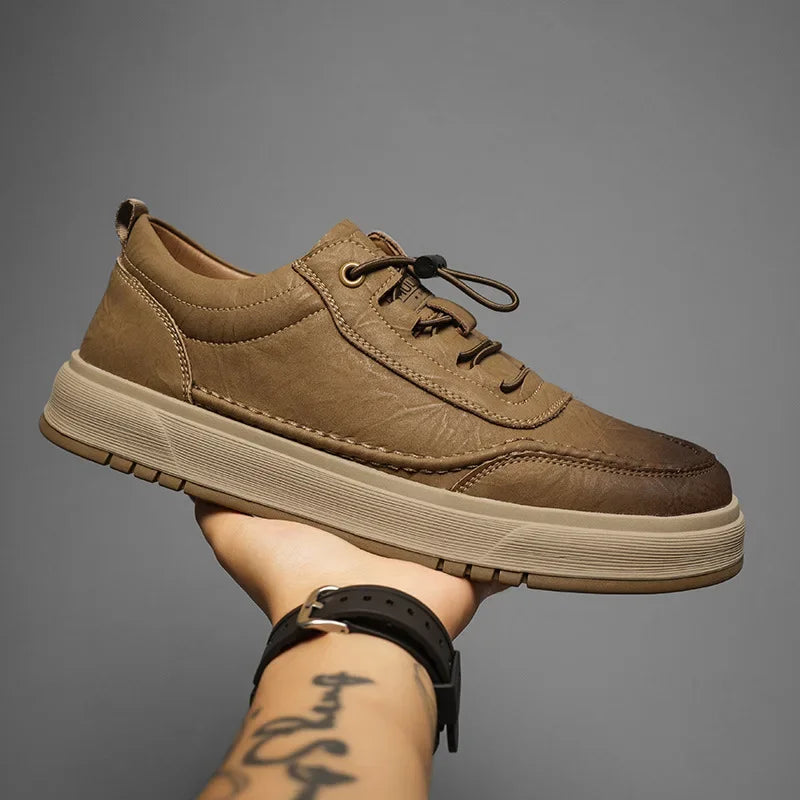 Fashion Cow Leather Casual Sneakers for Men 2025 Designer Soft-sole Men's Board Shoes Spring Autumn Sports Zapatos Para Hombre
