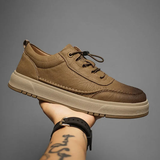 Fashion Cow Leather Casual Sneakers for Men 2025 Designer Soft-sole Men's Board Shoes Spring Autumn Sports Zapatos Para Hombre