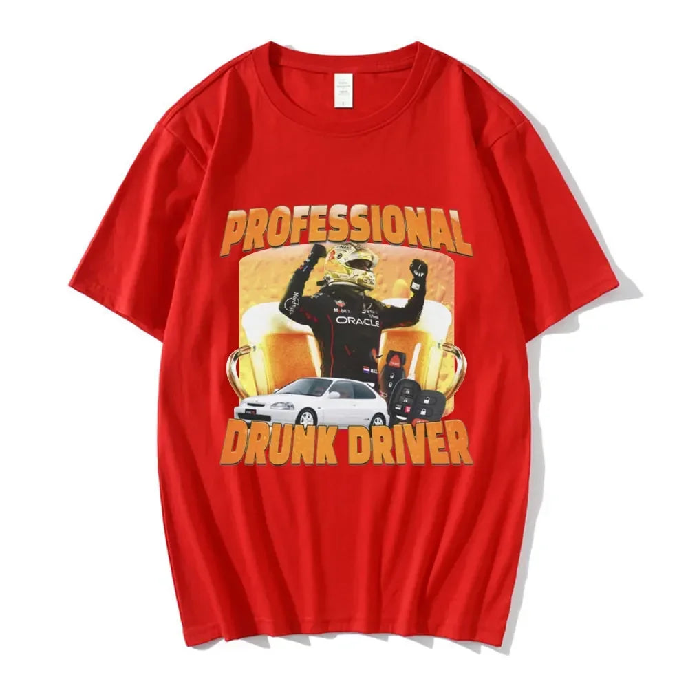 Professional Drunk Driver Funny T-Shirt  Womens  Fashion Vintage Short Sleeve T-shirts Casual T Shirts