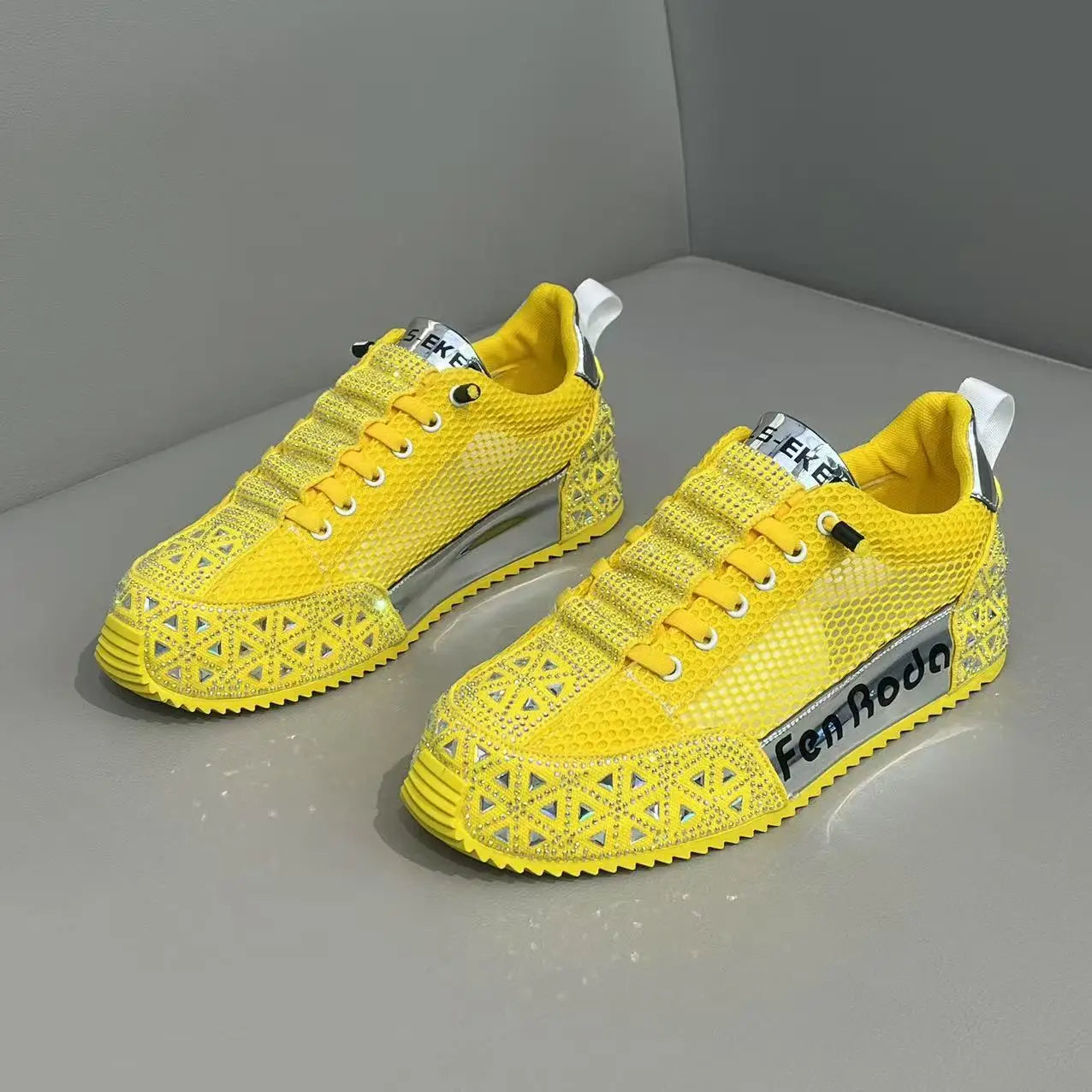 Sneakers Casual Men Designer Punk Bling Board Shoes Fashion Leather Mesh Breathable Increased Internal Flat Platform Sport Shoes