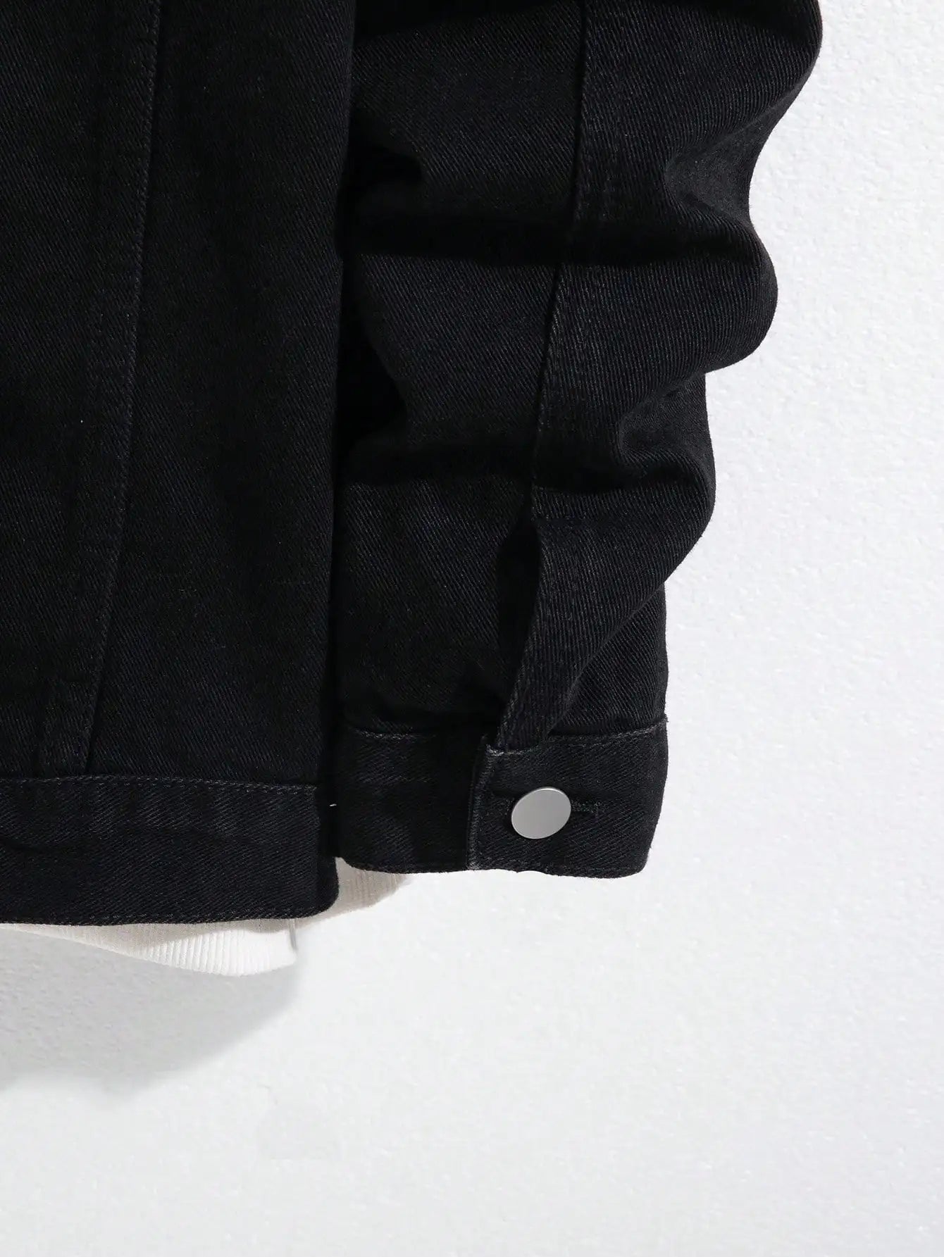 Men's spring-autumn denim jacket. Black minimalist coat. Daily casual. Stylish and trendy style.