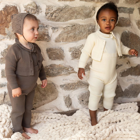 AP Baby British Knit Coordinate Collection Baby Kids Modal Romper Cute Knitting Cardigan and Overalls Pants