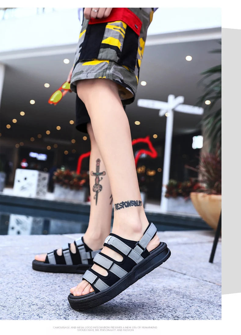 Men's Beach Open Toe Shoes Sandals High Quality Non-slip Men Slippers Breathable Two Uses Male Footwear Mens Summer Outdoor Shoe