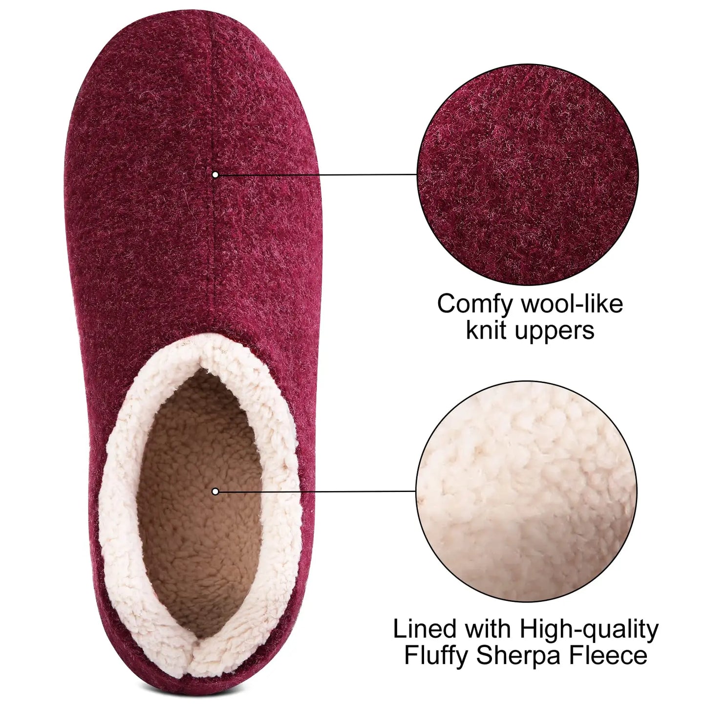 Evshine Women's Cozy Cotton Slippers Winter Warm Faux Fleece House Shoes Indoor Non-slip Memory Foam Slipper Casual Furry Slides