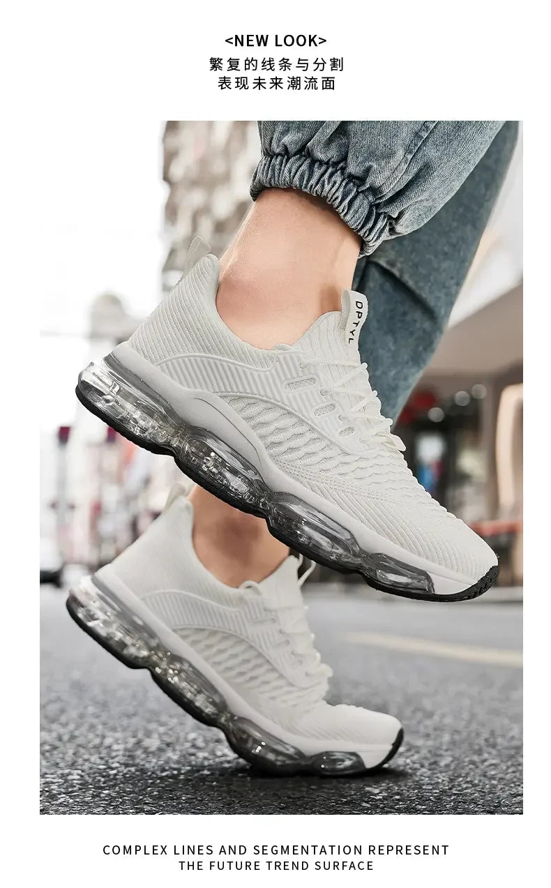 Men's Fashionable Versatile Outdoor Running Shoes Breathable Ultra-light Air Cushion Soft Bottom Sports Shoes Large Size