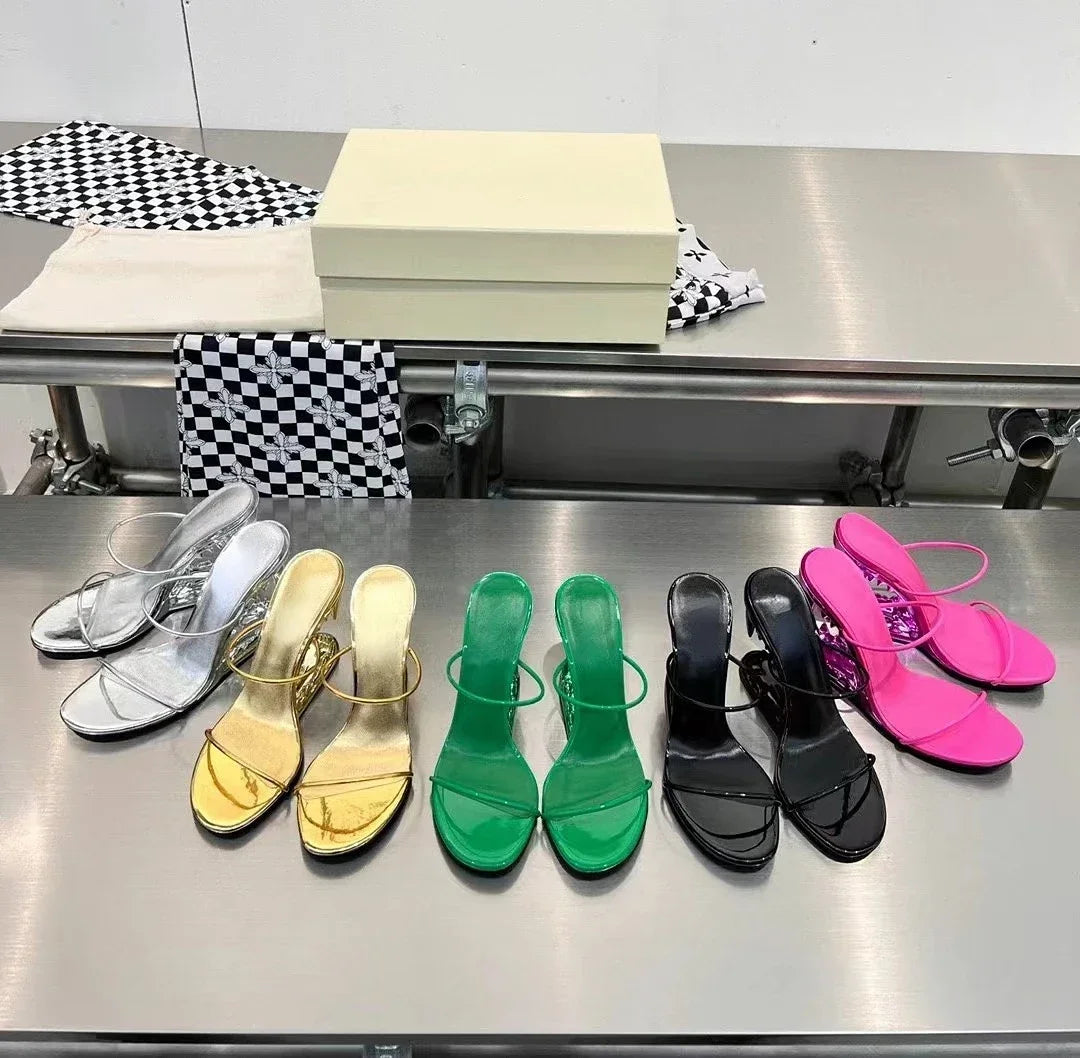 Spring Fashion Show, Teeth Shaped Heels, High Heels with Exposed Toes, Sloping Heels, Round Toe Fashion Women's Shoes
