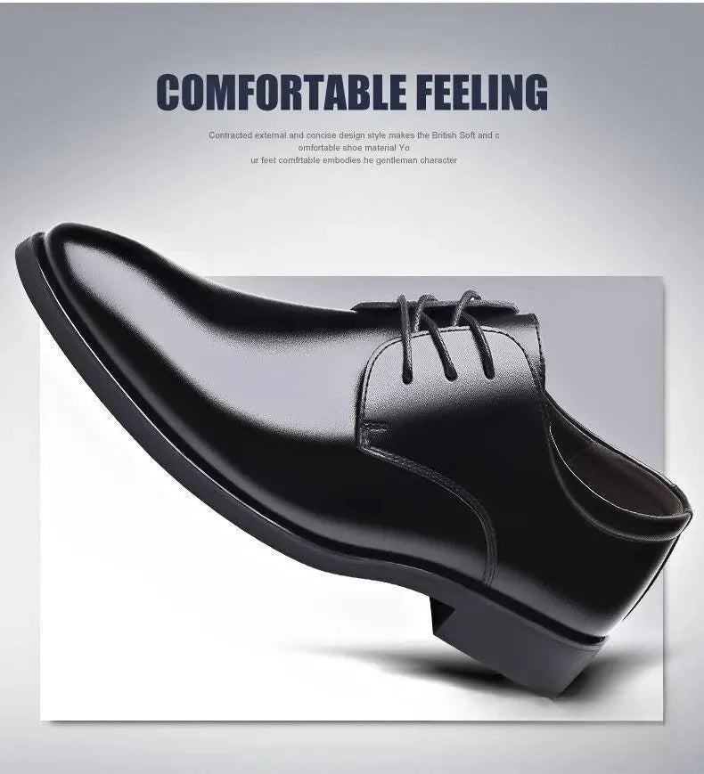 Fashionable Men's Leather Shoes Trendy Cowhide Men sneaker British Formal Men's Leather Shoes Soft Lace-up Leather Shoes for Men