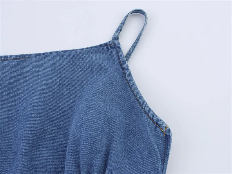 2025 Spring/Summer New European and American Style Women's Fashion Sexy Spicy Girl Versatile Strap Denim Top