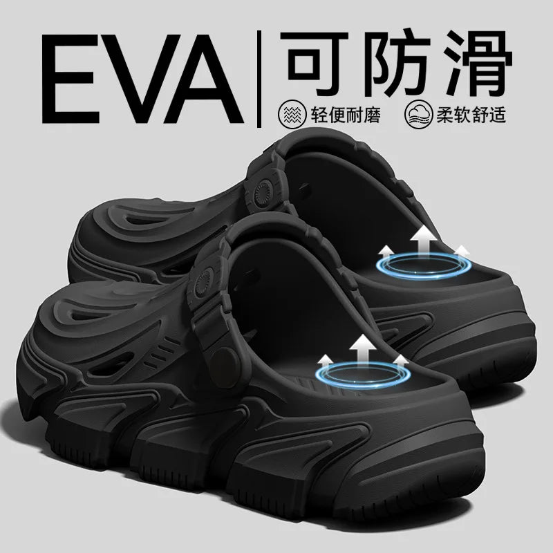 Thick soled perforated shoes for men, 2026 new model for home use, anti slip, wear-resistant, breathable and not tiring