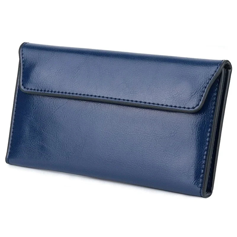 Luxurious Genuine Leather Women's Long Wallet Wallet Clutch 2-in-1 Credit Card Holder Wallet