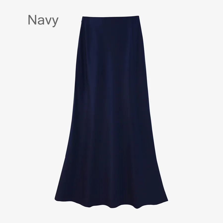 2024 AS Elegance woman clothes Mockneck knitting top + high quality Luxury satin skirt ( ship out in 1 day)