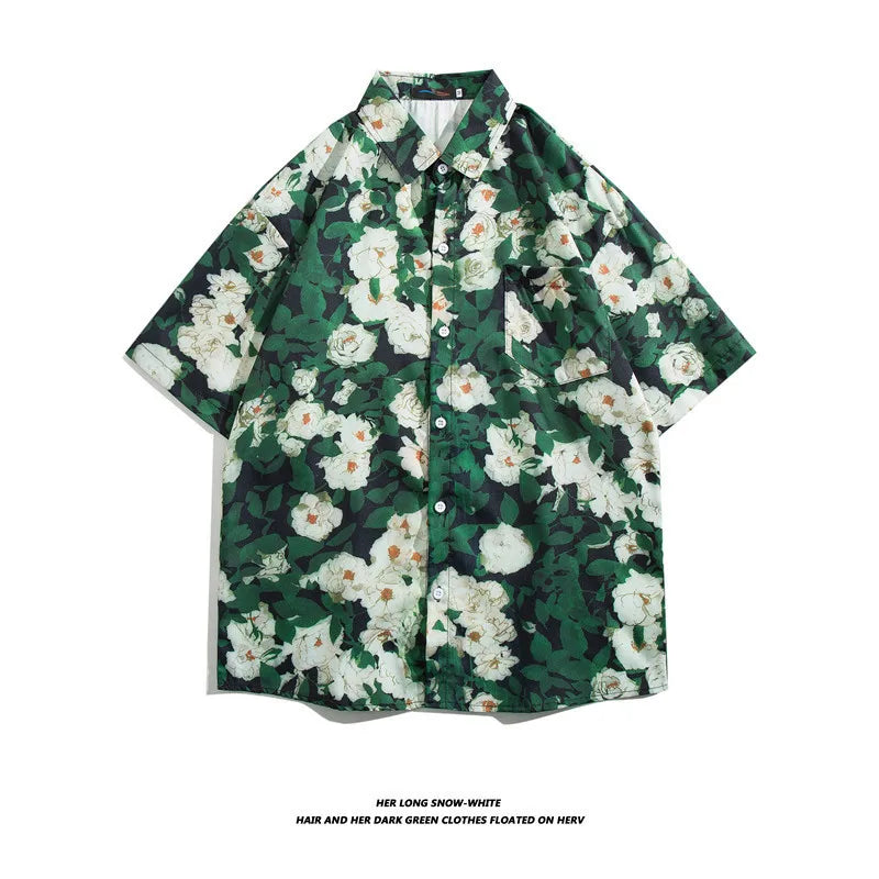Men's Hawaiian Polyester Summer Short Sleeve Shirt Tropical Leaf 3D Pattern Printing Beach Male Shirts Casual Blouse For Men