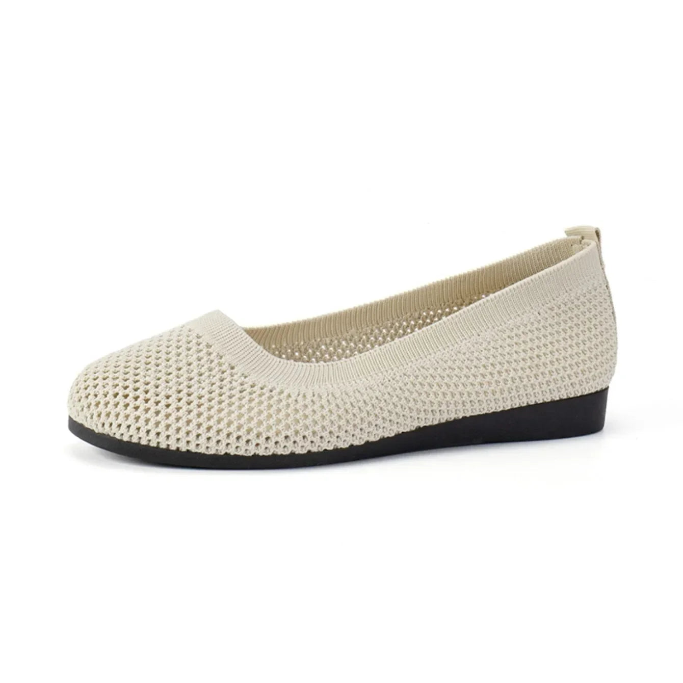 Women Round Toe Flat Shoes Solid Color Knitted Slip on Shoes Casual Breathable Ballet Flats Women Mesh Flat Shoes Loafers Woman