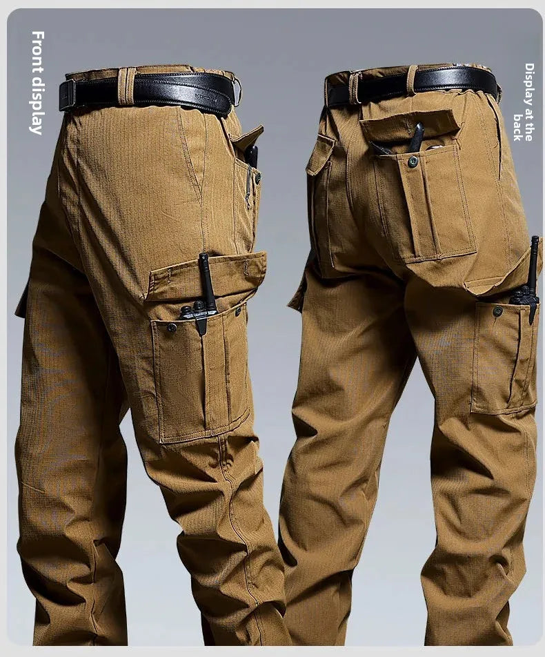 Water-Resistant Tactical Work Pants for Men Multiple Pockets Outdoor Military Fans Casual Pants Spring Autumn American Style