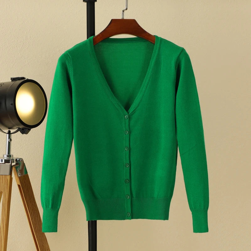 Korean Fashion Black Cropped Blouses Cardigan Female Clothing Sweaters Jersey Long Sleeve Top Women's Coat Spring 2025 Style