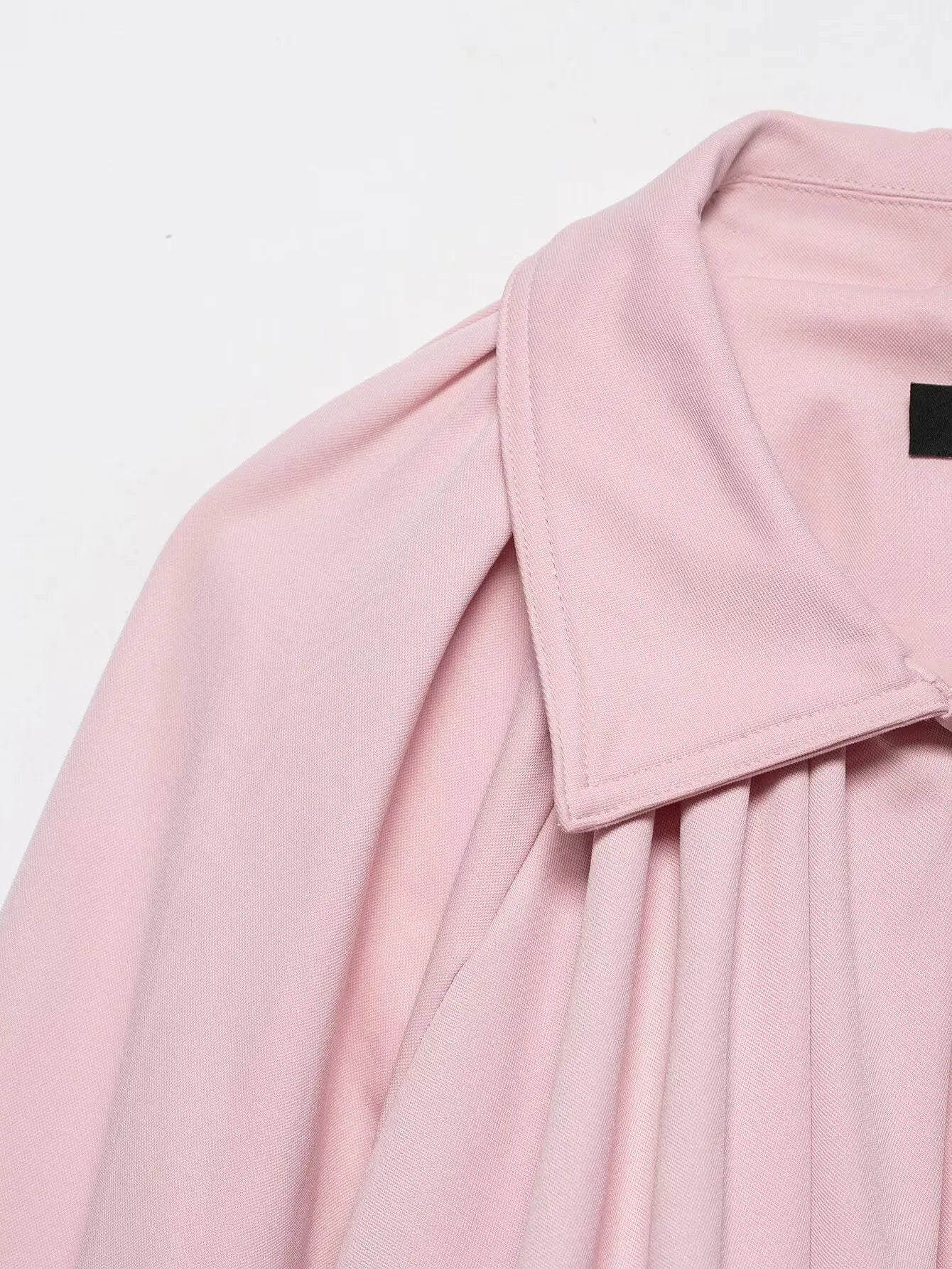 YENKYE New 2026 Women Pink Puff Sleeve Pleated Bomber Jacket Front Zipper Casual Loose Crop Coat