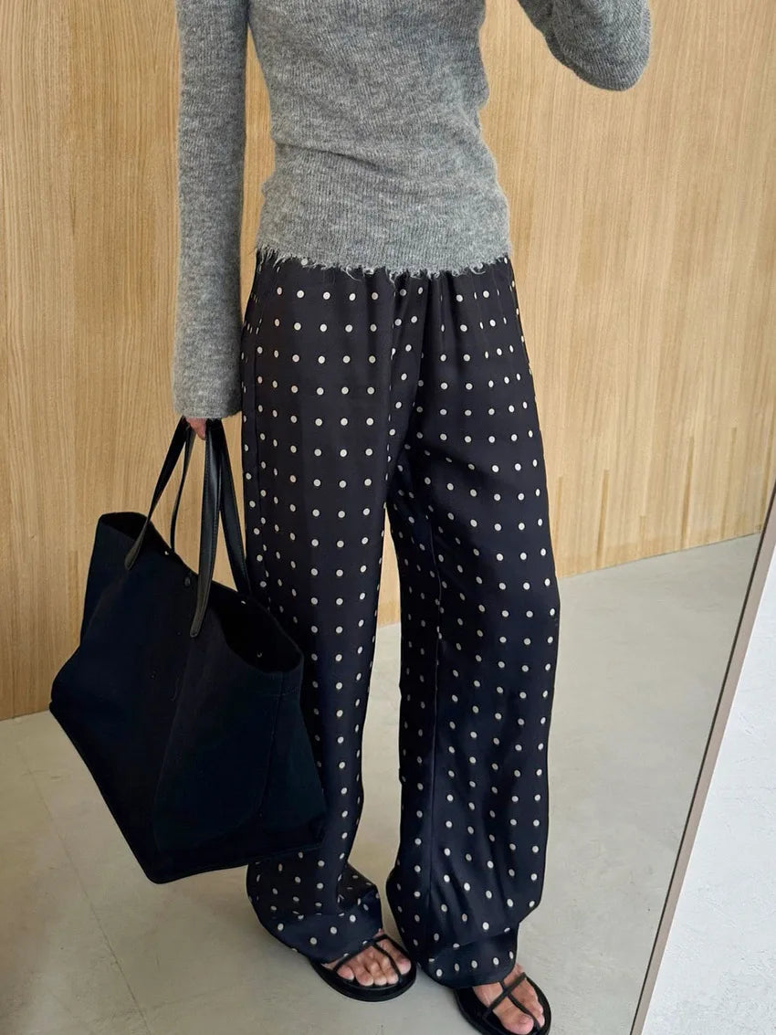 2025 autumn and winter new loose and comfortable polka dot long straight pants design temperament fashion casual commuting