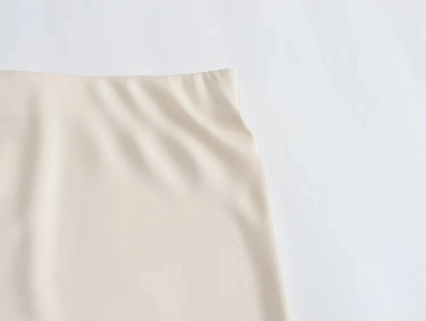HH Women Fashion Vintage Solid Skirt Satin Slim Elastic Waist Midi Skirts Office Lady Wear Elegant Woman Chic Mermaid Skirt