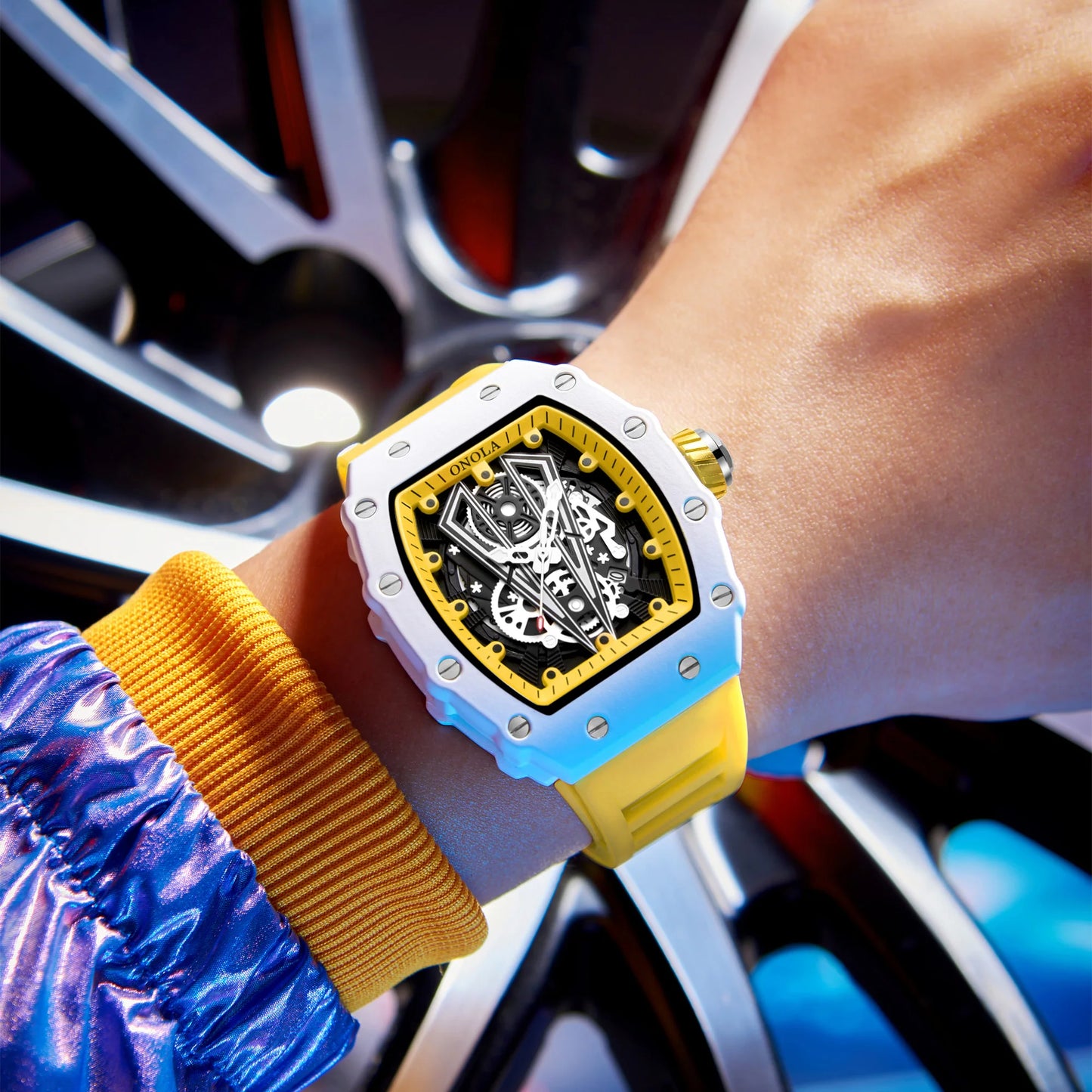 High Quality Men's Watch Quartz ONOLA Fashion Clock Waterproof Silicone Tape Watch for Men