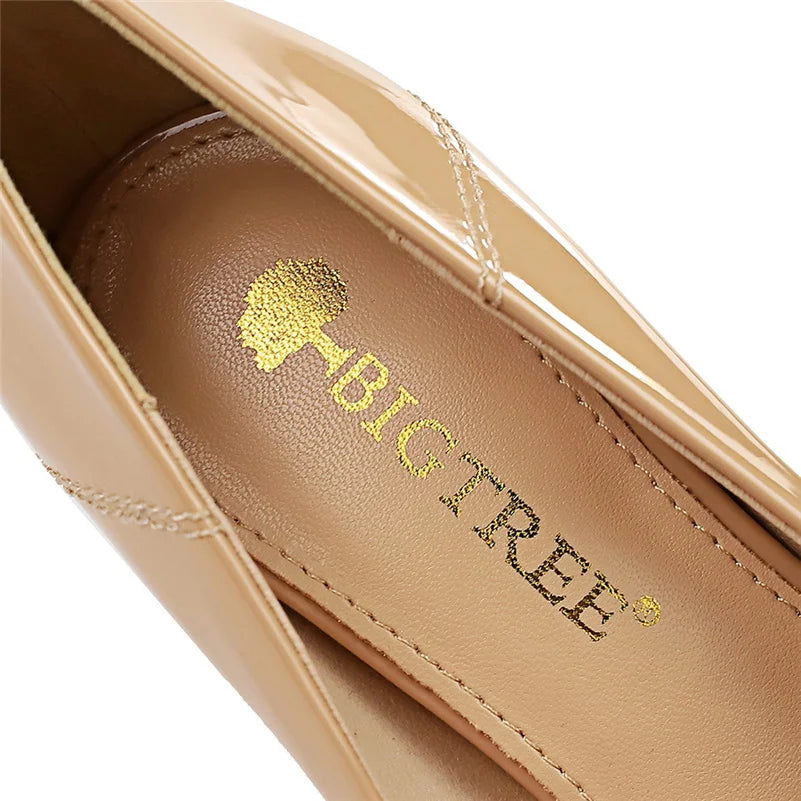 2023 Women Sexy 10cm High Heels Burgundy Nude Pumps Lady Stripper Stiletto Heels Glossy Leather Wedding Bridal Quality Red Shoes