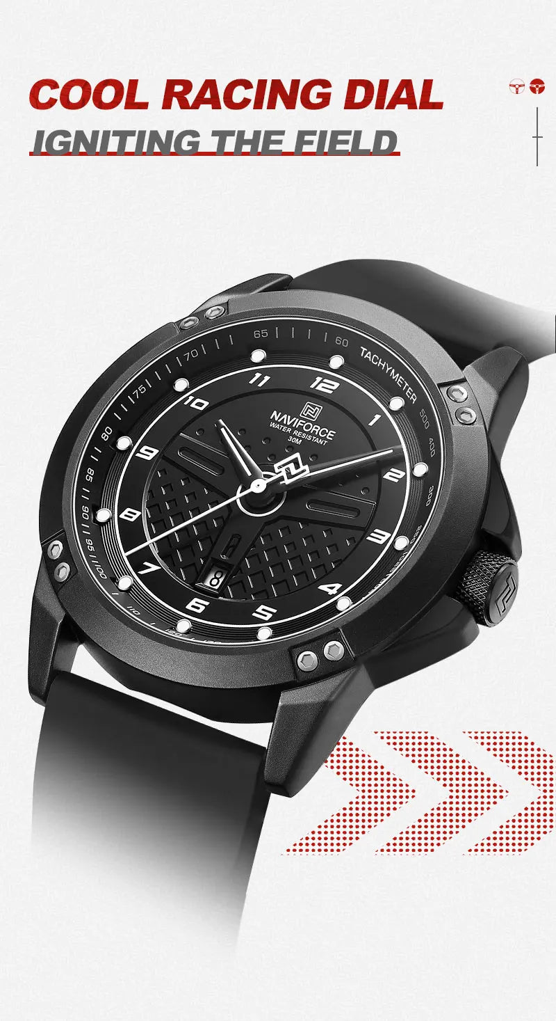NAVIFORCE Trend Quartz Wristwatch Fashion Waterproof Men's Watches Sport Silicone Strap Male Luminous Clock Relogio Masculino