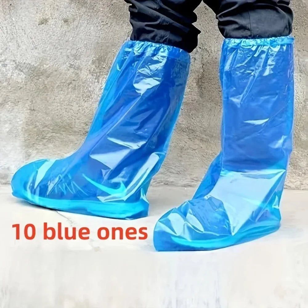 10Pcs Disposable Rain Shoe Covers Transparent Non Slip Waterproof Protectors Uses for Outdoor Wet Weather