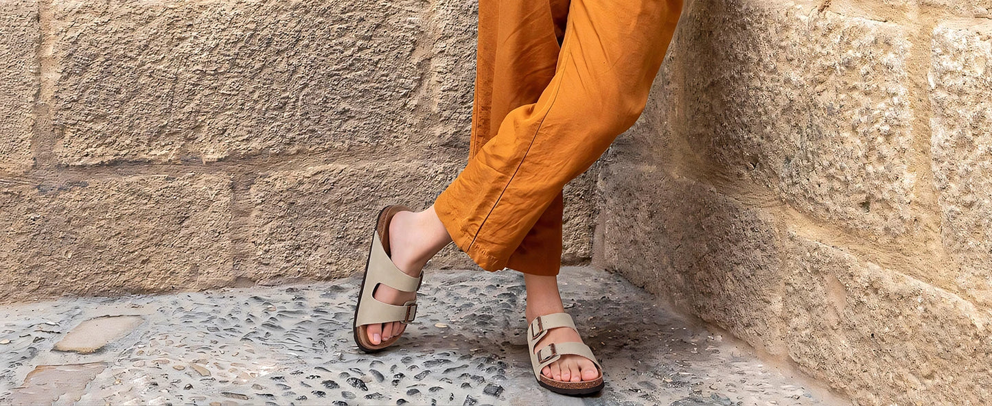 Evshine Men' s Cork Suede Mules with Arch Support Classic Potato Shoes Cozy Cork Footbed Clogs Slippers Men Fashion Beach Sandal