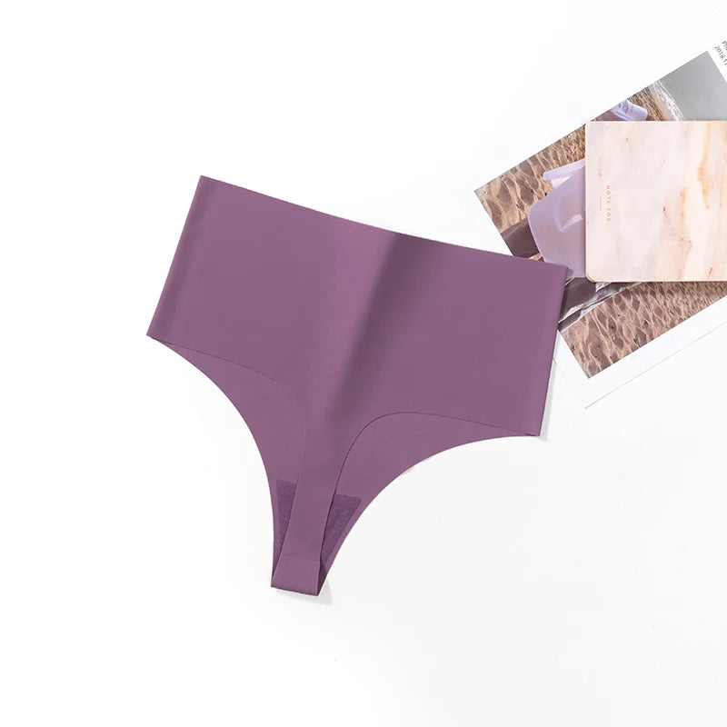 BZEL High Waist Women's Panties Seamless Thongs Silk Satin Plus Size Female Underwear Sexy Lingerie Fashion G-Strings Hot T-Back