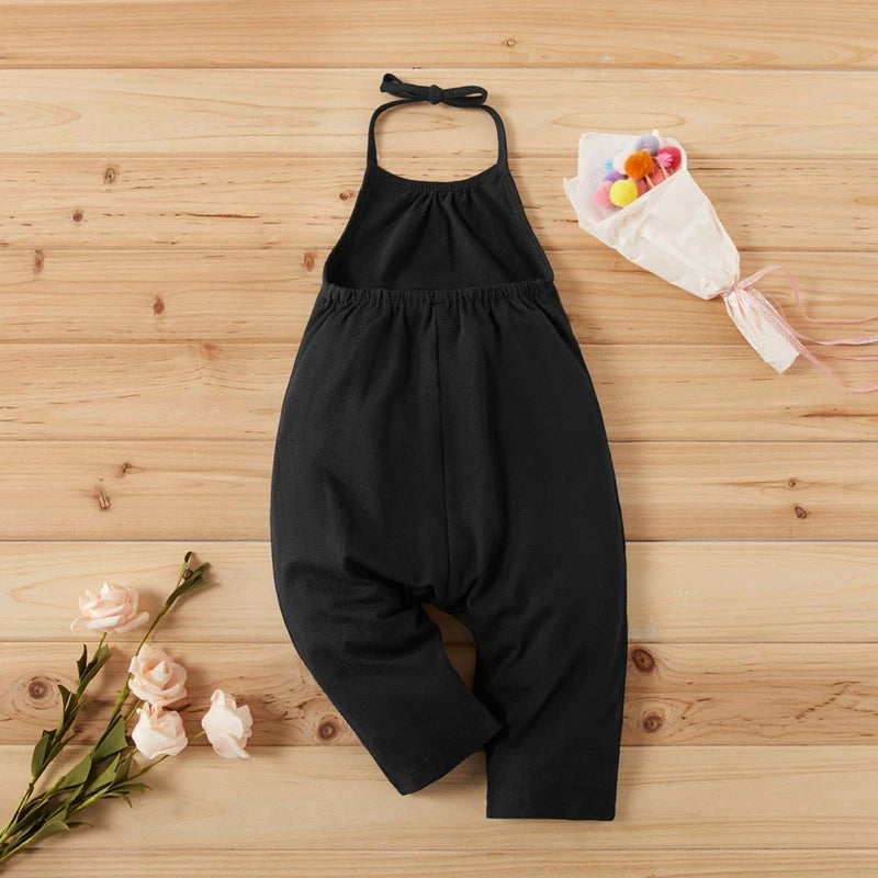 New Fashion Kids Baby Girls Strap Cotton Romper Toddler Sling Jumpsuit Harem Trousers Lace Up Sport Casual Loose Summer Clothes