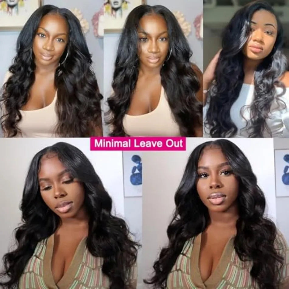 Ombre V Part Wig Human Hair Body Wave Upgrade U Part Human Hair Wig With Clips Black Wigs For Women 230% Density No Leave Out