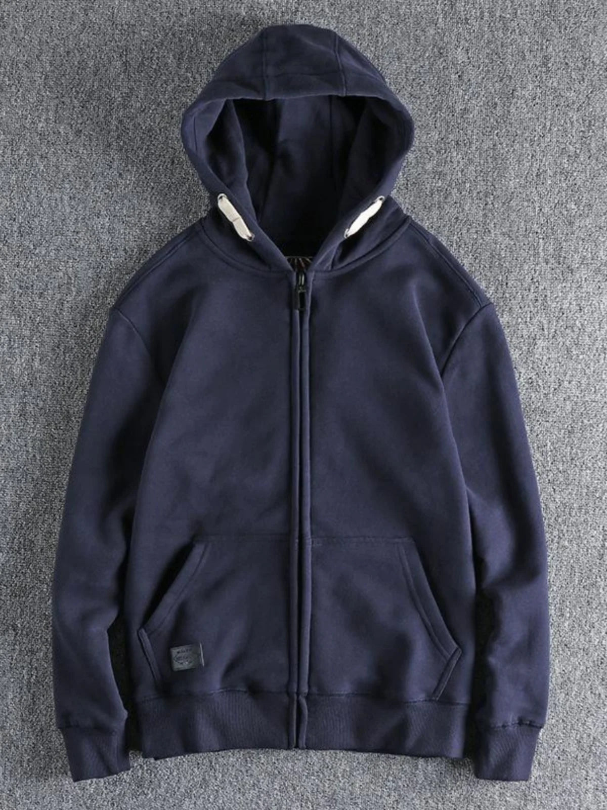 Men's Thickened Fleece Hoodie Sweatshirt Autumn Winter Heavyweight Sporty Casual Zipper Jacket Vintage Youth Open Cardigan