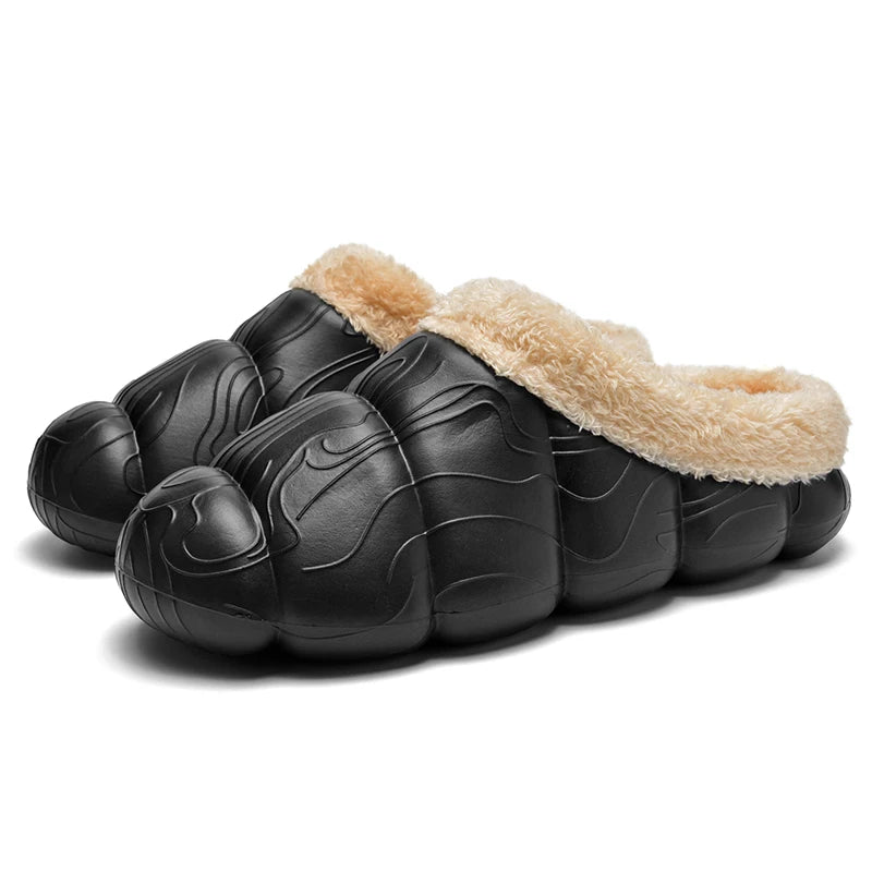 STRONGSHEN Men Women Warm Slippers EVA Slip on Shoes Walking Shoes Winter Fur Half Slipper Soft Household Sandals Zapatos Hombre