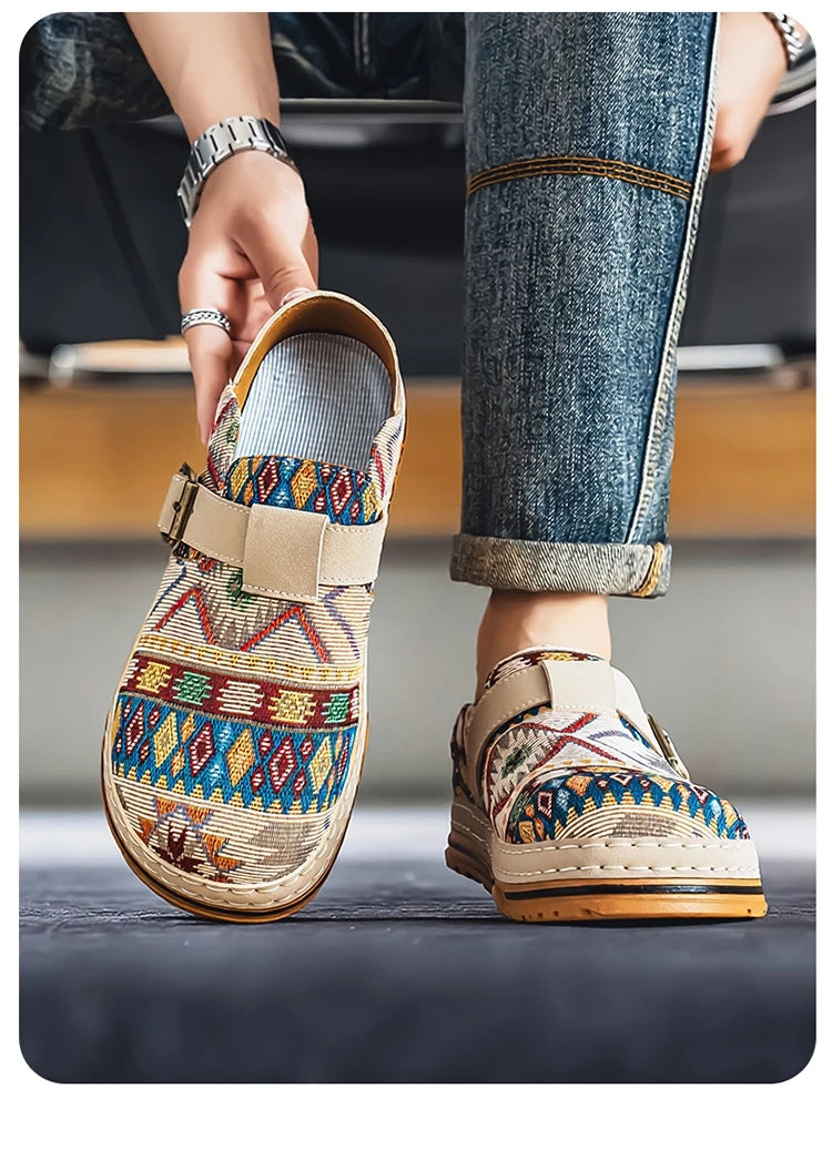 Men's Wide-Toe Round-Toe Sandals Casual Shoes for Spring and Summer, Versatile Commuter Slippers, One-Step Lazy Trendy Footwear