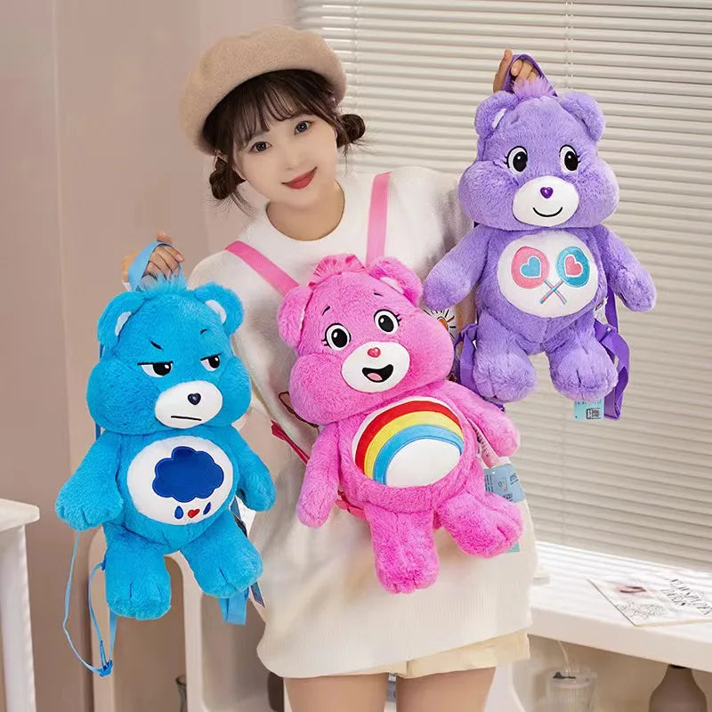 Care Bears Plush Backpack Kawaii Fashion Plushie Doll Fur Bag Girl's Bag Children's Bag Shoulder Bag Knapsack Bags Gifts
