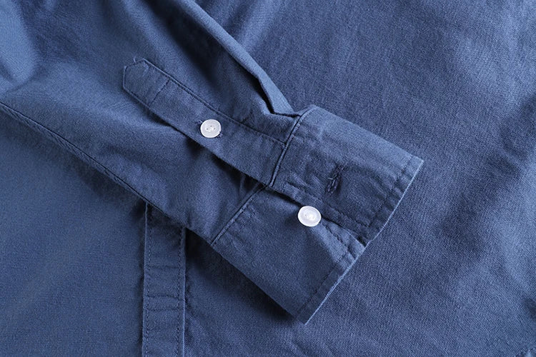 Washed Oxford fabric base simple pocket long sleeve shirt men's casual jacket