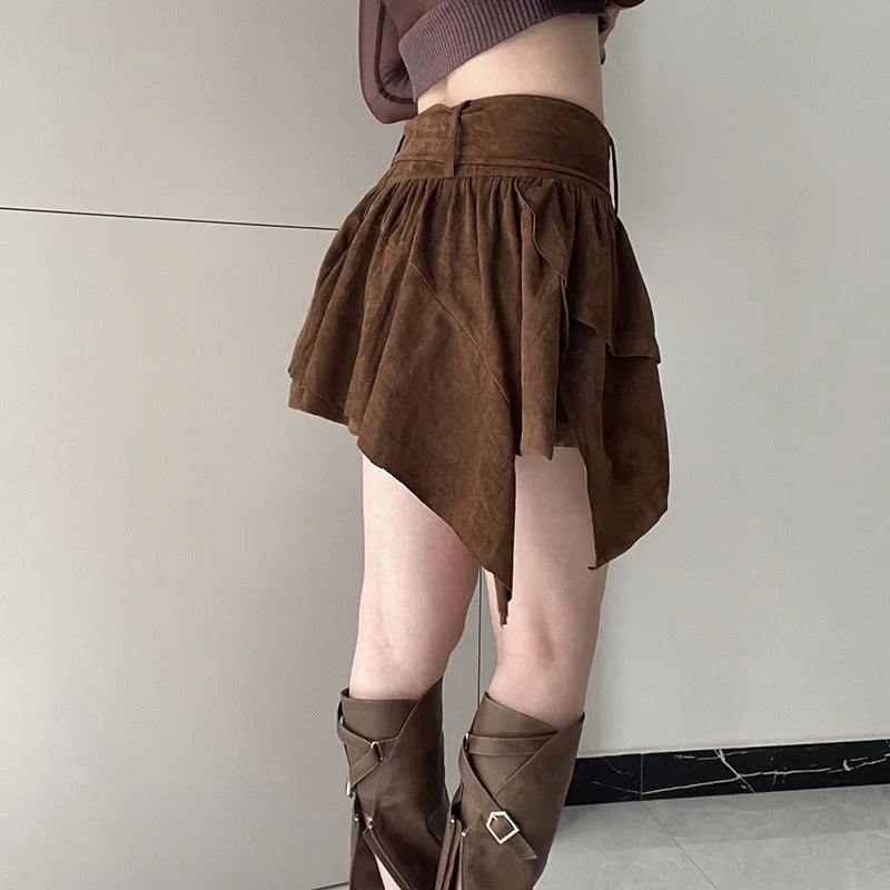 Skirt for Women 2025 Summer New Retro Multi-Layer Spicy Girl Half Skirt with Irregular High Waist and Leg Length A-Line Skirt