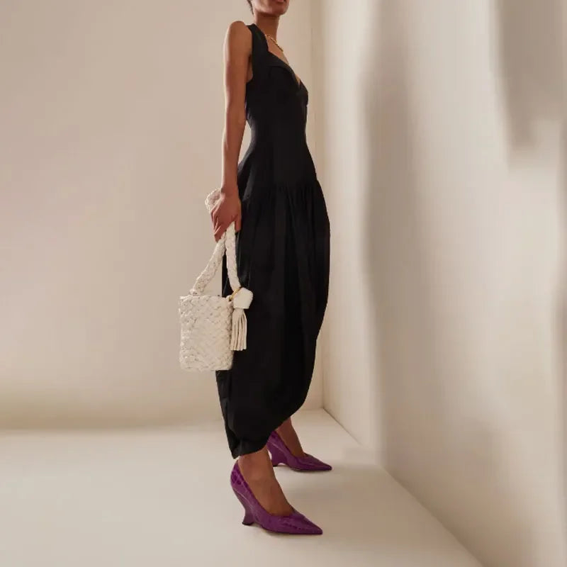 Summer 2024 New High Heels Thick Sole Thick Heel Lacquer Leather Shallow Mouth Pointed Fashion Sexy Women's Oversized Shoes