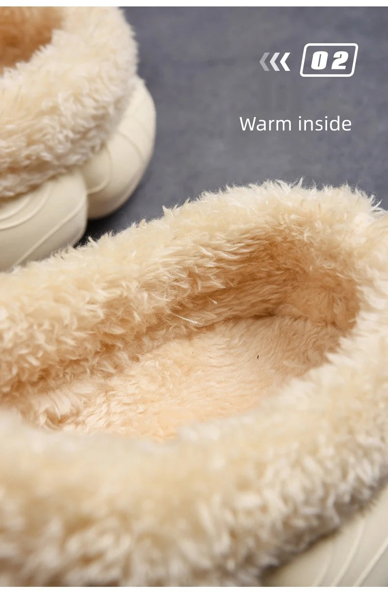 STRONGSHEN Men Women Warm Slippers EVA Slip on Shoes Walking Shoes Winter Fur Half Slipper Soft Household Sandals Zapatos Hombre