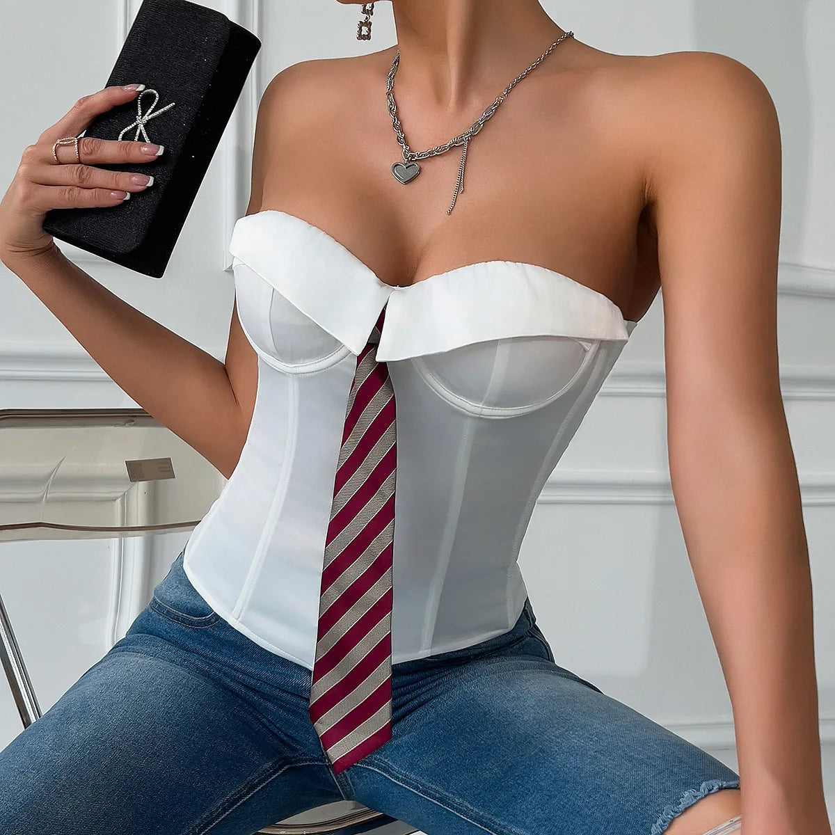 SINGREINY Women Sensual Strapless Slim Tank Tops Female Striped Tie Short Tank Tops Fashion Summer Lace Up Streetwear Tank Tops