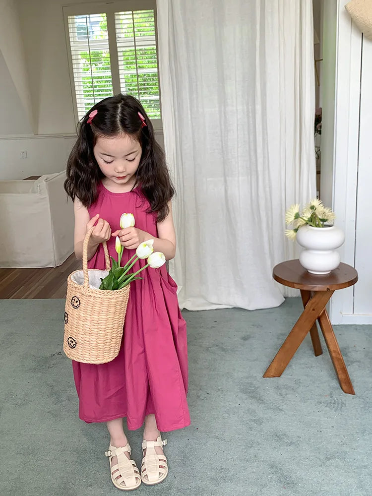 Girls Casual Dresses Girls' Dresses with Large Hemlines Sleeveless Casual Kids Dresses for Girls 2 To 8 Years Princess Dress