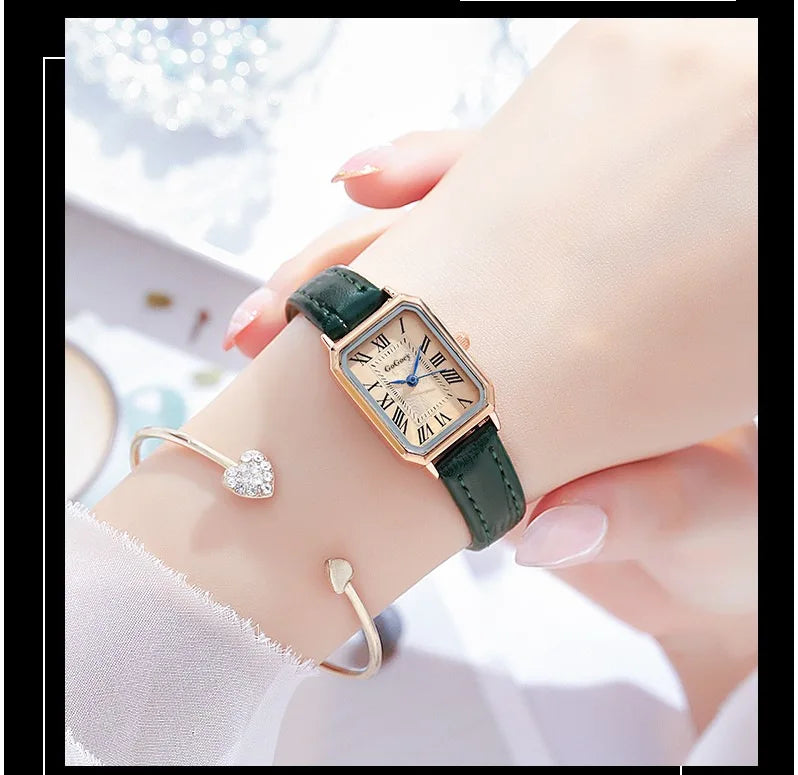 Fashion Retro Digital Dial Casual Watches Square Leather Strap Fashionable Clock Quartz Wristwatch for Women Gift