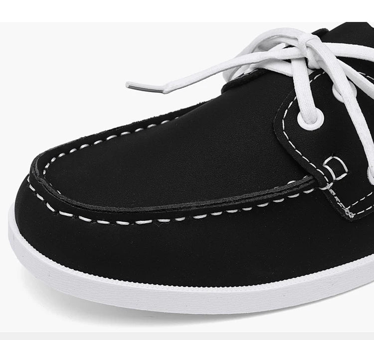 Men Loafers Strap Design Boat Shoes PU Leather High Quality Comfortable Slip-On Soft Flat Driving Shoes For Male Plus Size 40-48