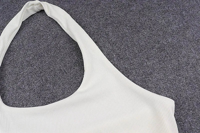 White Halter Sexy Backless Tank Tops for Women Streetwear 2023 Sleeveless Ribbed Knit Vest Top Cropped Feminino