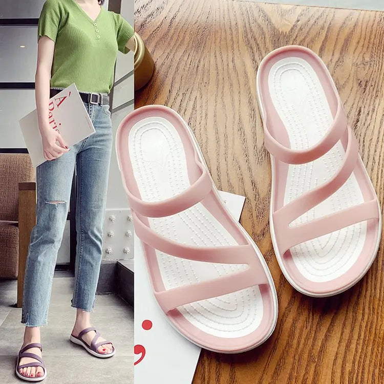 2025 Summer Slippers Womens Jelly Shoes Ladies Flat Beach Shoes Casual Sandals Comfort Non Slip Flip Flops Female Slides Zapatos