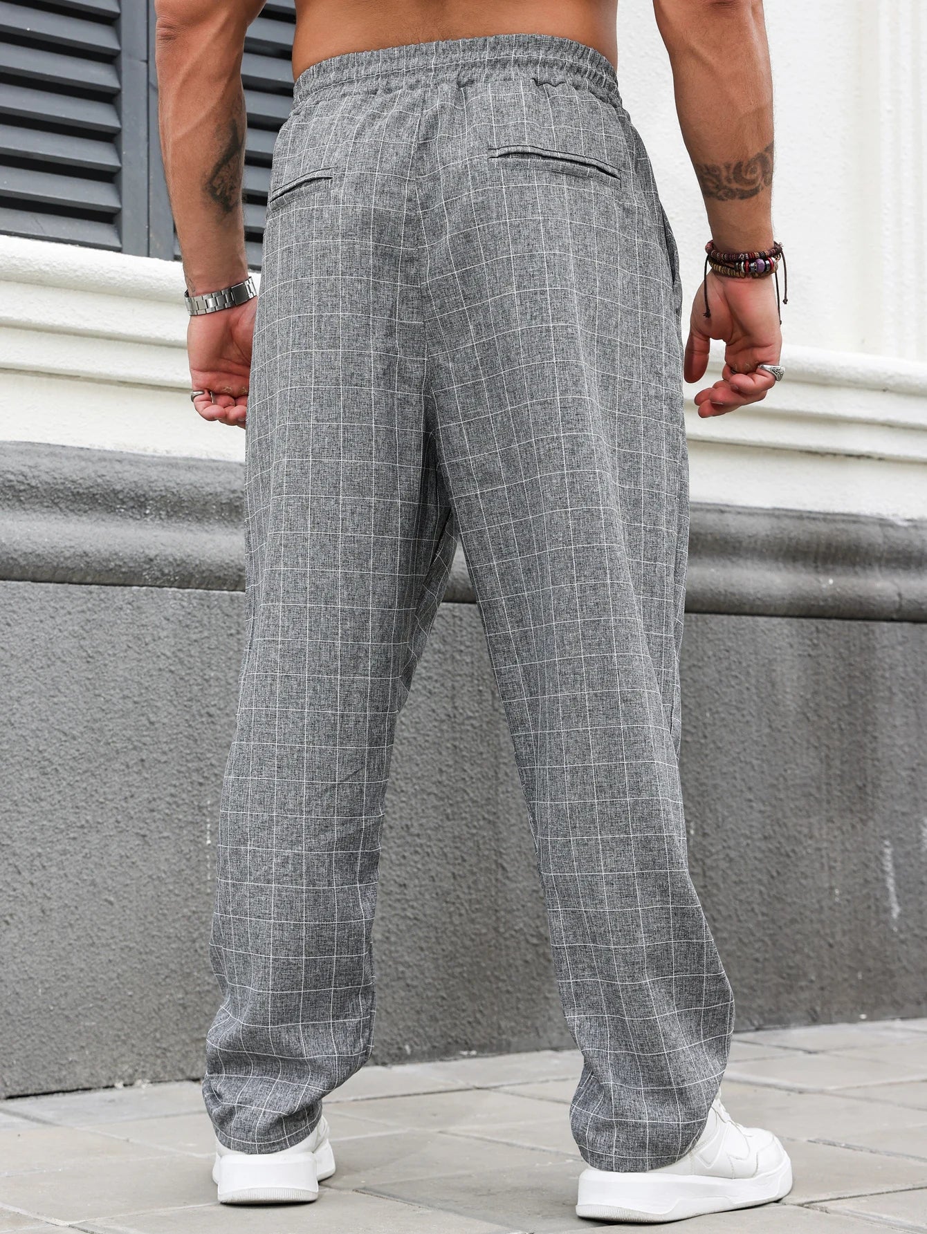 Men's Casual Plaid Pants Urban Fashion All Seasons Comfortable Fit Trousers for Casual Wear