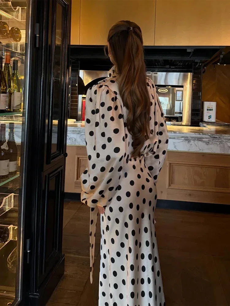 Polka Dot Polka Dot Skirt 2 Piece Set Women Elegant Scarf  Long Sleeve Shirts Suit Spring Lady Fashion Commucate Outwear 2026