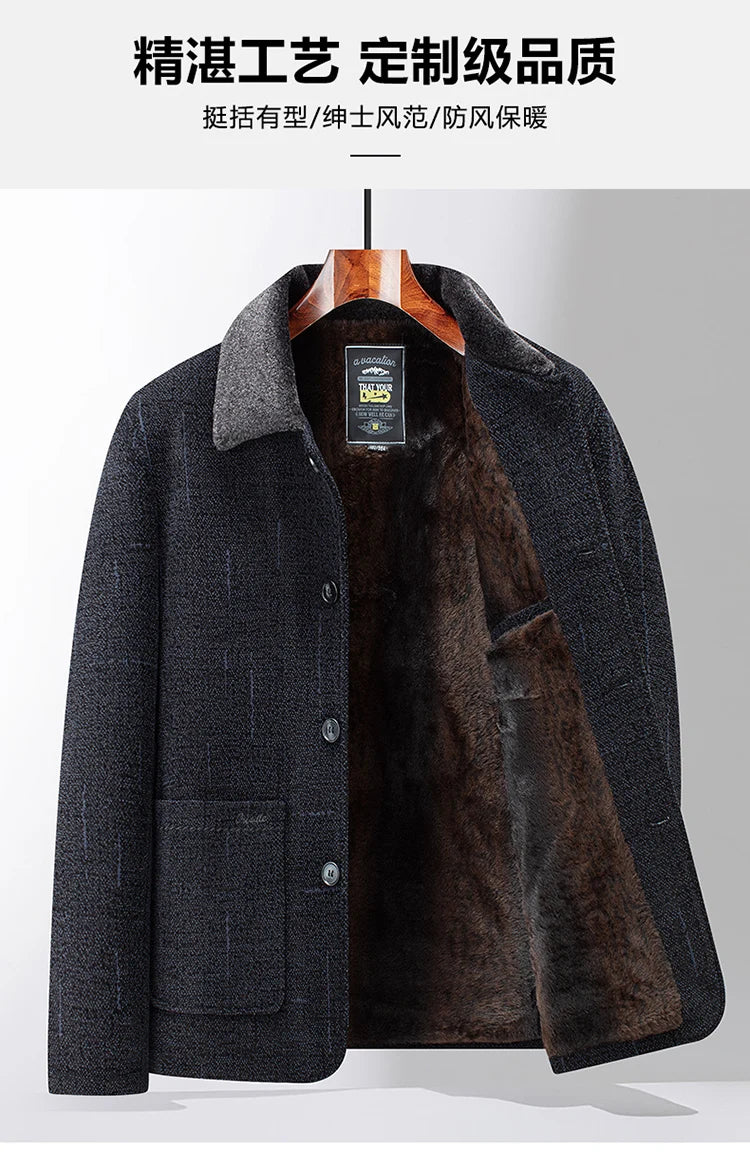 2026 Men Woolen Coats Men's business Casual Trench Coat Winter Coat with wool inner Man Autumn and Winter Wool Coat for Men