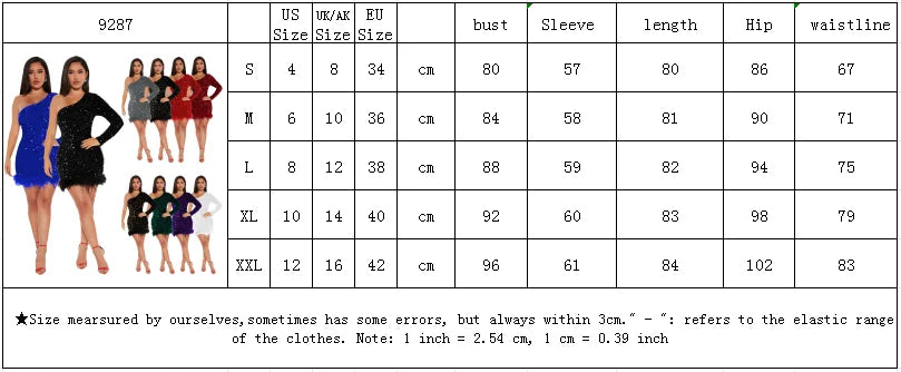 Sexy and Elegant Women's Party Dress Long Sleeved Diagonal Shoulder Off Shoulder Sparkling Edge Sequin Tight Women's Prom Dress