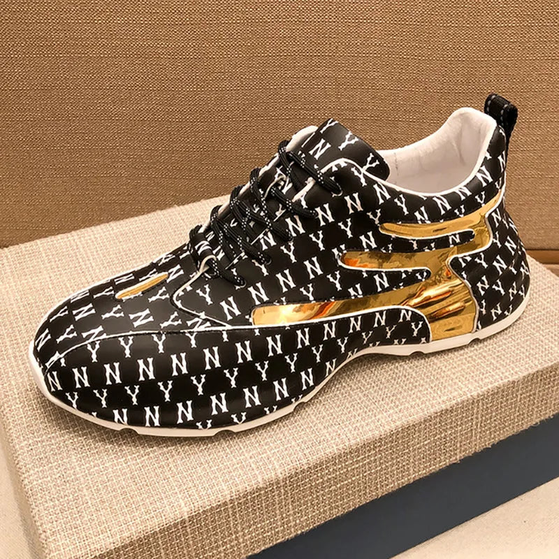 Brand Men Sneakers Fashion Print Casual Shoes Men Breathable Lace Up Running Shoes Luxury High Quality Men Sport Shoes 2026 New